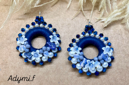 Boucles d’oreilles bleu profond.